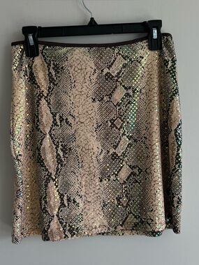 Vintage Y2K Skirt Juniors Large Snakeskin Animal Print Sequin Stretch